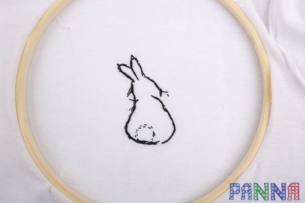 Contour embroidery on clothing «Rabbit» | Embroidery kits PANNA