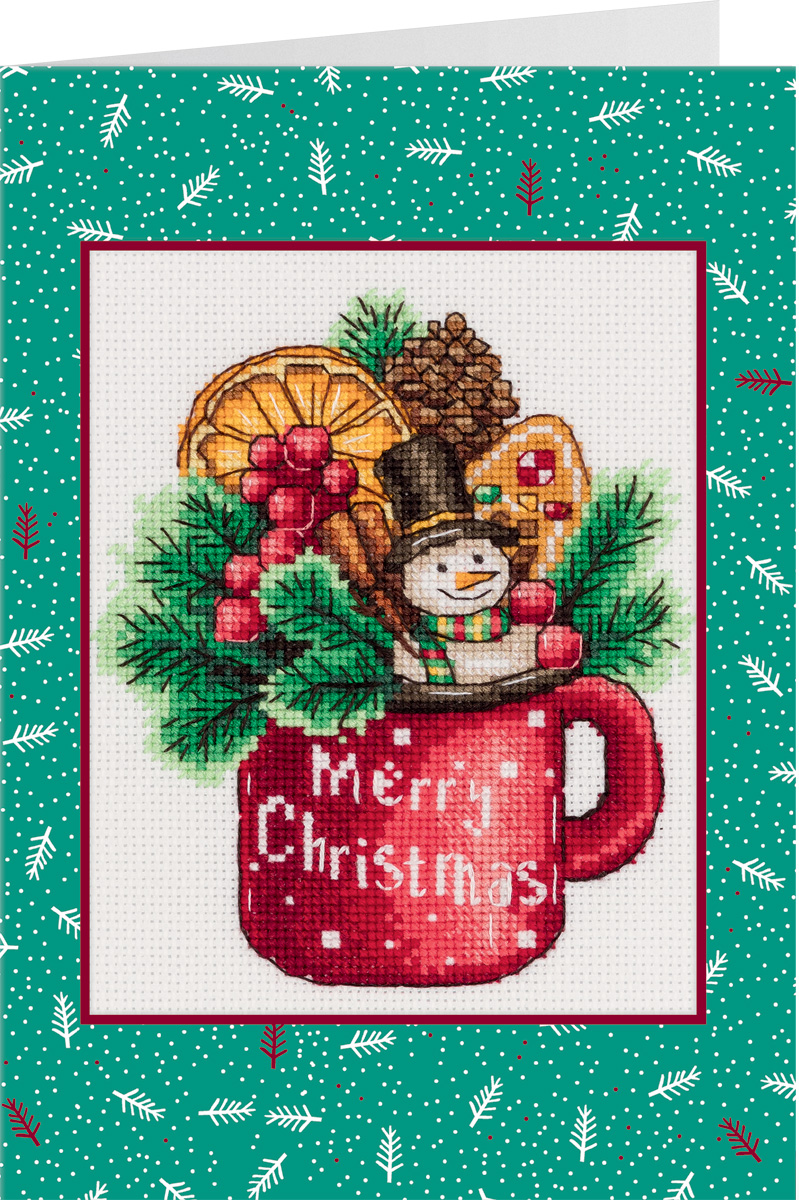 Embroidery kits PANNA OT-7361 Postcard. Christmas Cup 