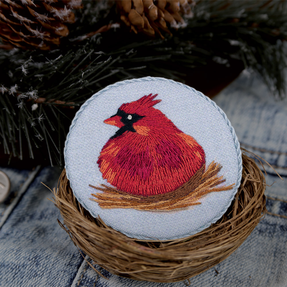 Embroidery kits PANNA Living Picture JK-2162 Cardinal Brooch 