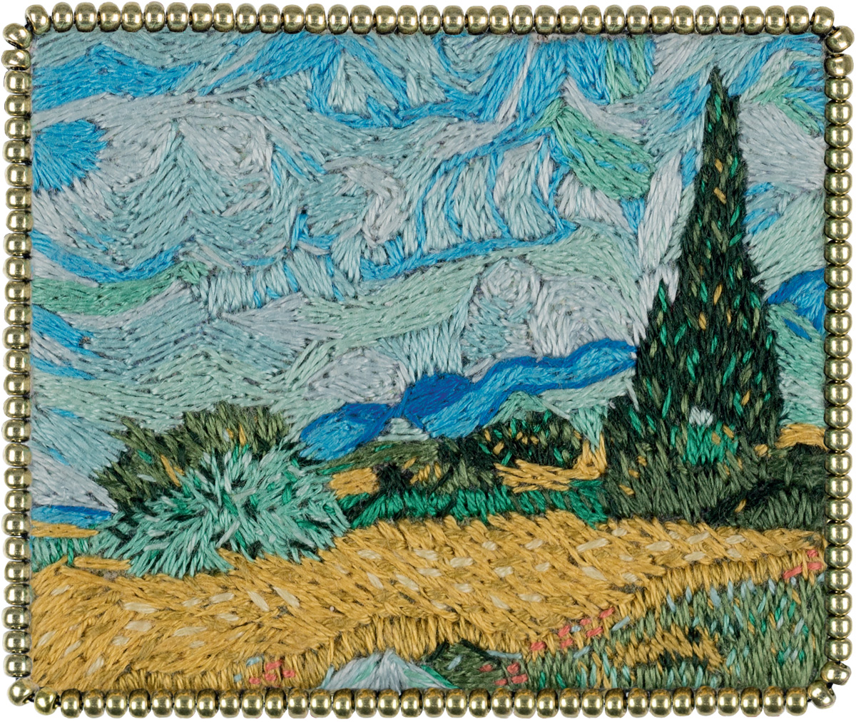 Embroidery kits PANNA MET-JK-2266 Wheat Field with Cypresses Brooch 