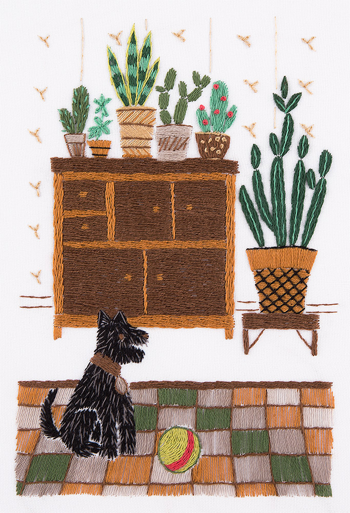 Embroidery kits PANNA Living Picture JK-2108 Houseplants Corner. Puppy 