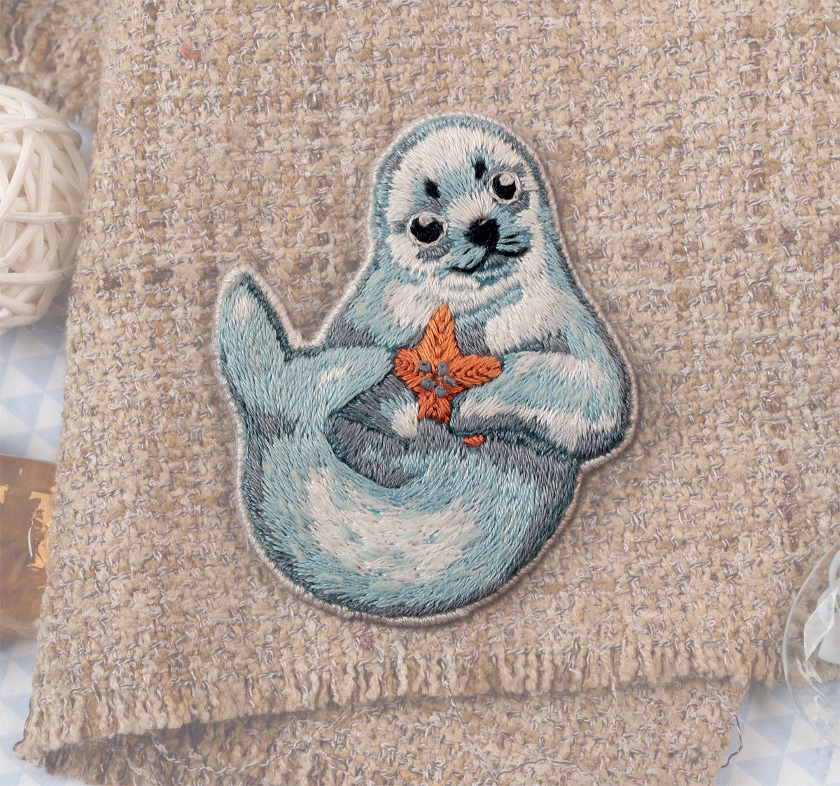 Embroidery kits PANNA Living Picture JK-2213 Baby Seal Brooch 