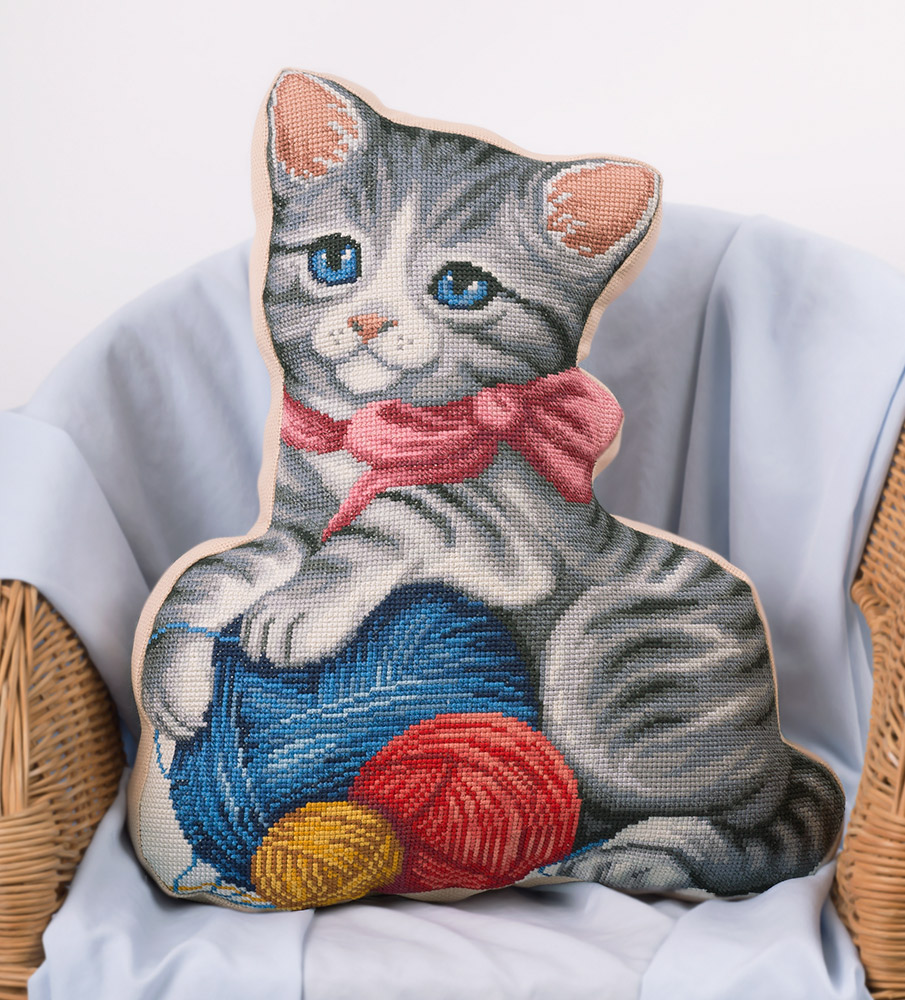Embroidery kits PANNA PD-1884 Cushion. My Kitten 