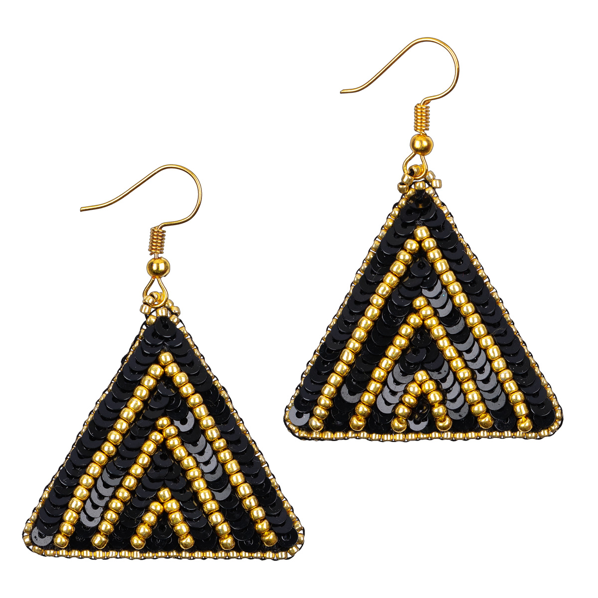 Embroidery kits PANNA 10-510 Triangle Earrings. Gold ornament 