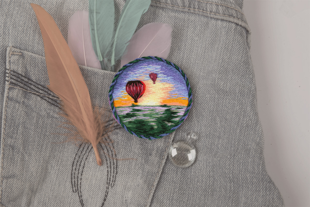 Embroidery kits PANNA Living Picture JK-2185 Air Balloons Brooch 